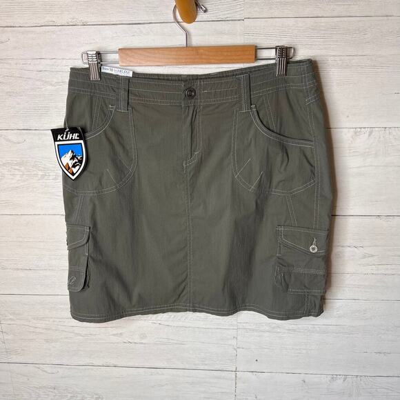 Kuhl Skirt Womens Size 10 Olive Green Khaki Carbon Kontra Outdoor Hiking - Picture 3 of 16